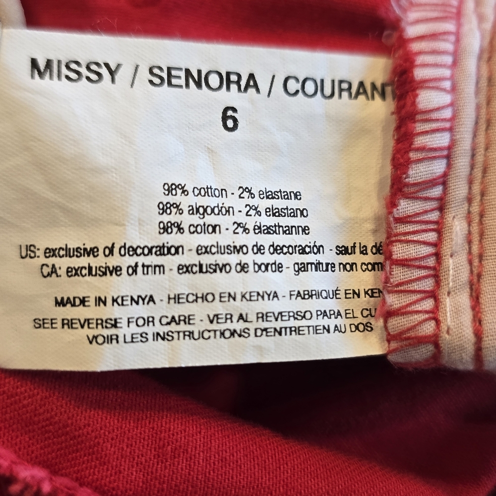 Gloria Vanderbilt Red Skimmer crop Stretch Capris Ankle Pants Womens 6 - Picture 4 of 14
